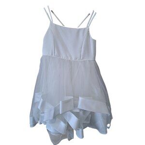 Davids Bridal Flower Girl Double Strap Dress Soft White  Satin Edge Hem Tulle 3